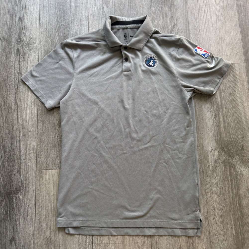 Nike Minnesota Timberwolves Dri-FIT Polo Shirt Mens XS Gray NBA Logo Embroidered